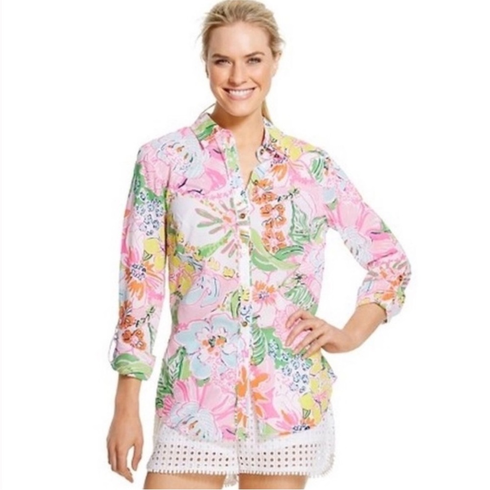 - Lilly Pulitzer for Target Nosey Posey button down, floral print, size XS